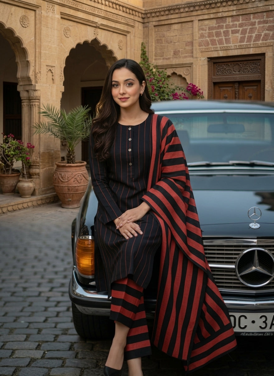 Winter Sussi Marina black and maroon suit photo 2
